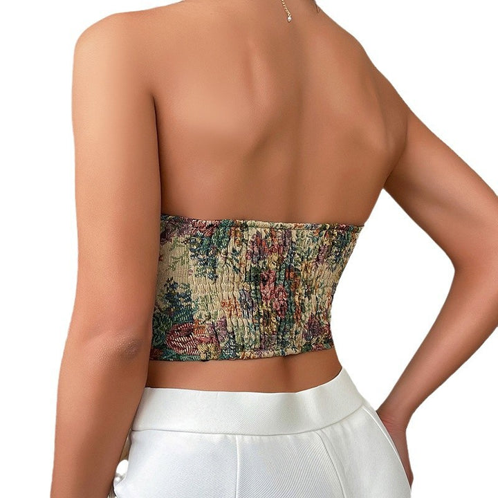 Dame Floral designet Bustier med hjerteformet udskæring og struktur Stilla