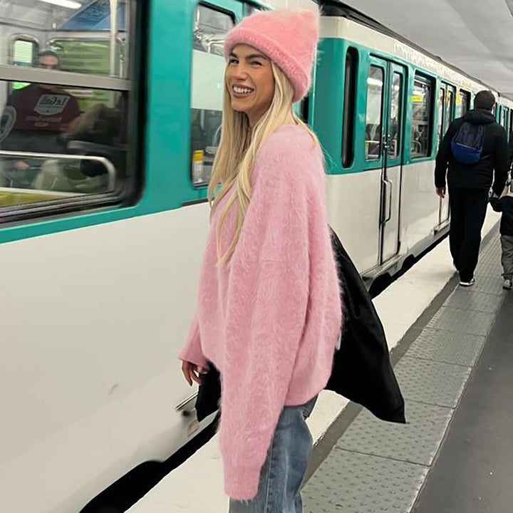 Damepullover lavet af blødt fleece med løs pasform Stilla