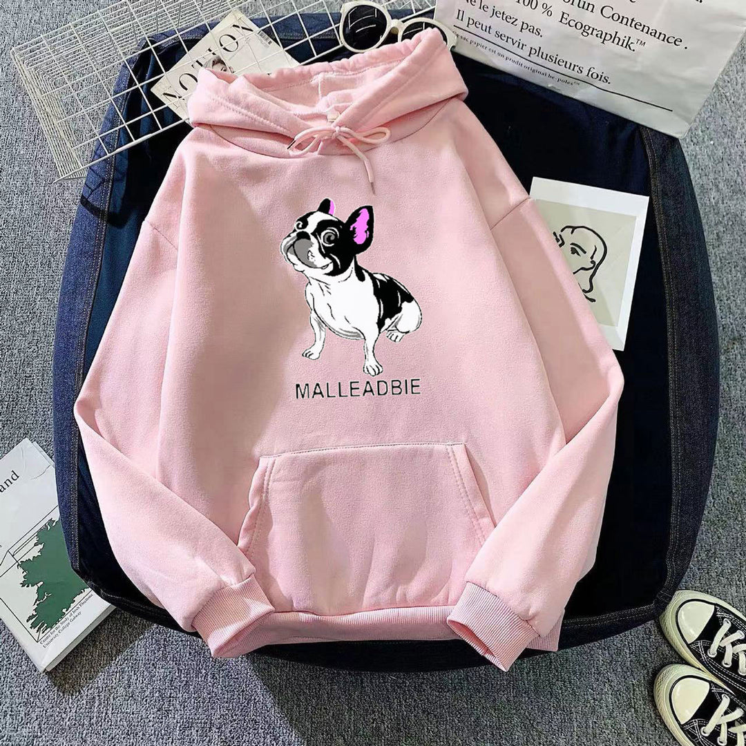 Kvinders hoodie med kreativt fransk bulldogdesign Skovae