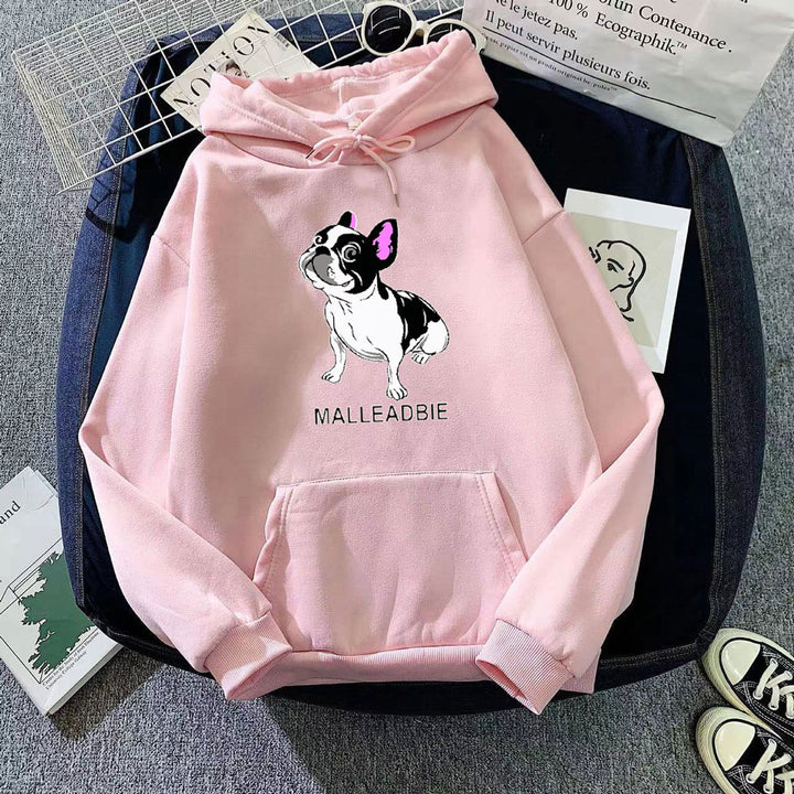 Kvinders hoodie med kreativt fransk bulldogdesign Skovae