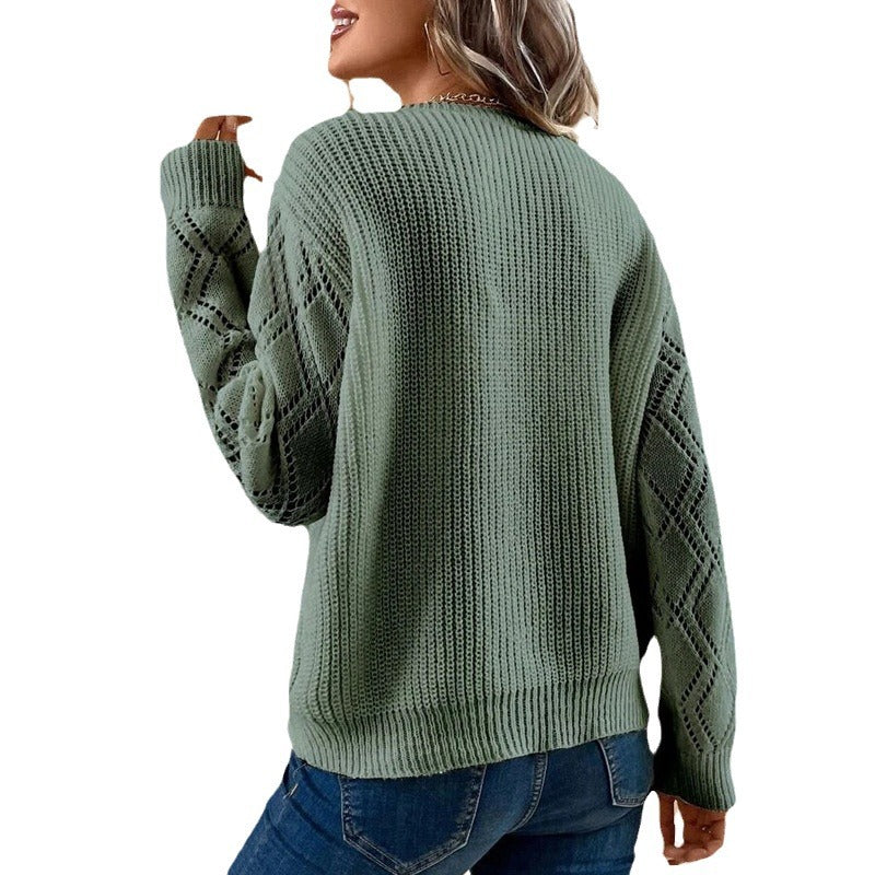Femme struktureret V-hals strikpullover med spidse accenter Stilla