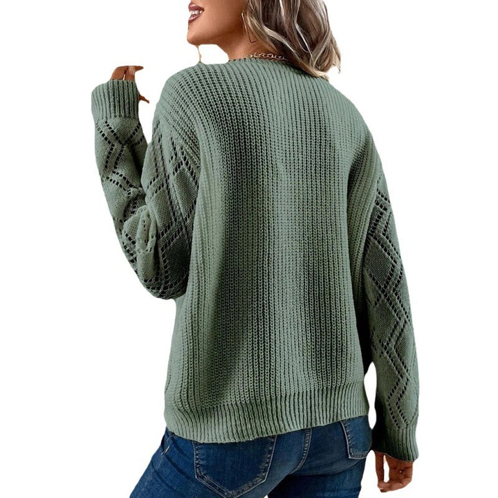 Femme struktureret V-hals strikpullover med spidse accenter Stilla