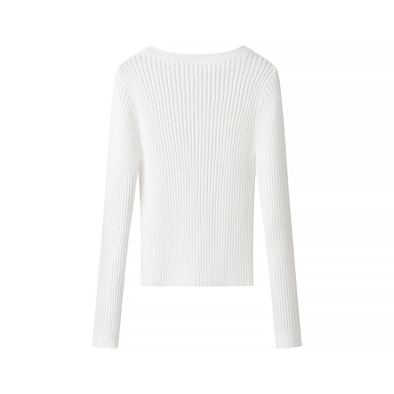 Kvindernes langærmet ribbet t-shirt med knaplukning Stilla