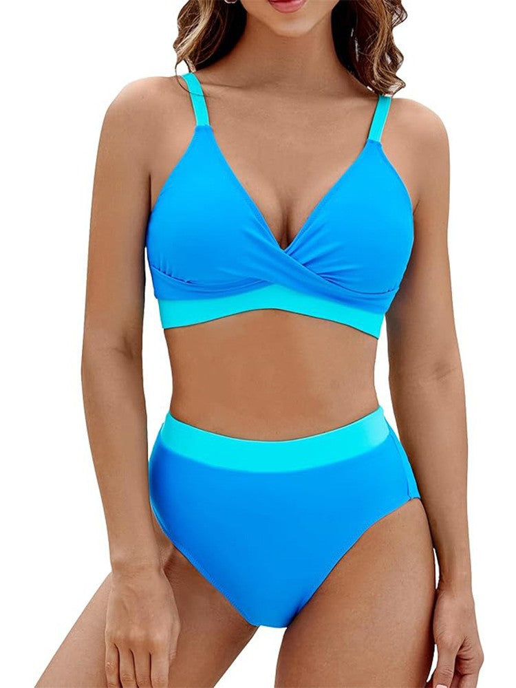 Damer To-deles Bikini-sæt med moderne indpakket top og høj trusse Stilla