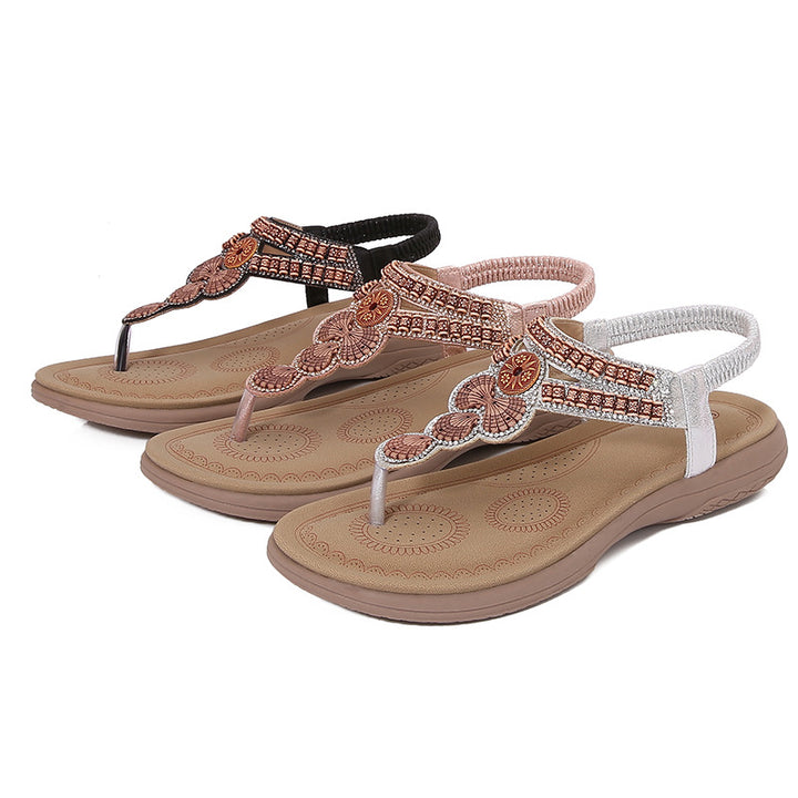 Dame Komfortable Sandaler med farverige Perle elementer Stilla