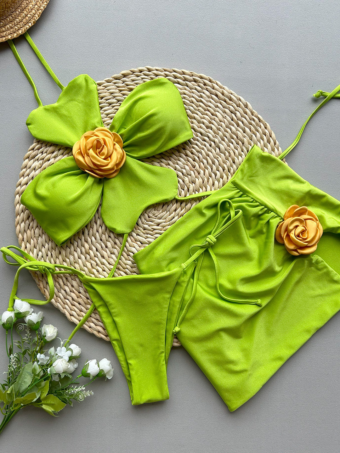 Dame Bikini Sæt med moderigtigt blomsterdesign og flydende overdel Stilla