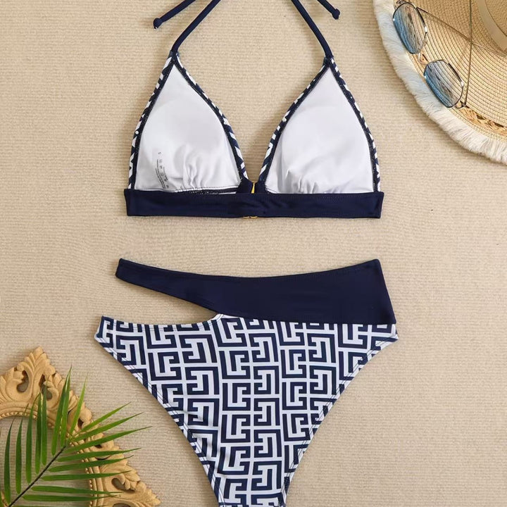 Dame triangel-bikini med elegant geometrisk mønster Skovae