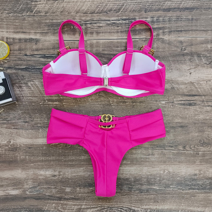 Dame bikini-sæt med elegant bustier-overdel og høj talje Stilla