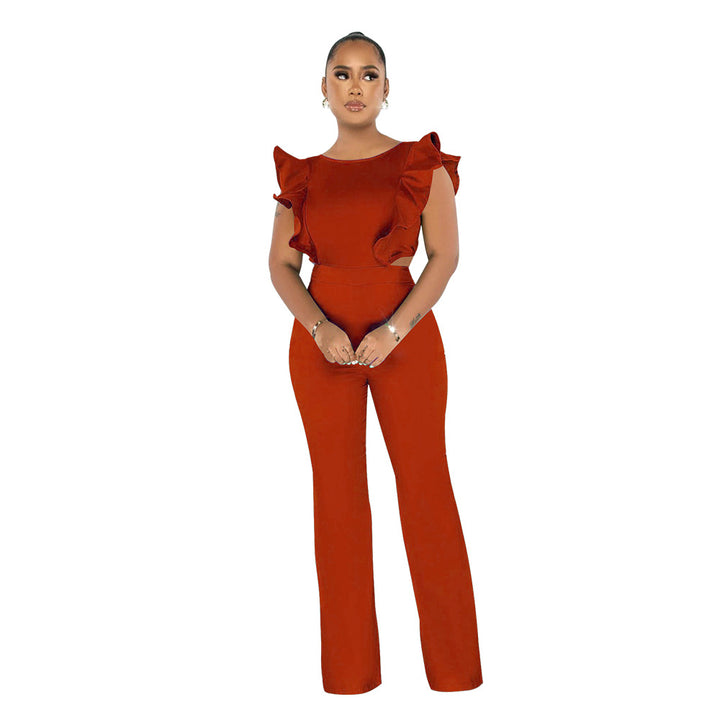 Dame elegant jumpsuit med ruffle detaljer og tætsiddende snit Stilla