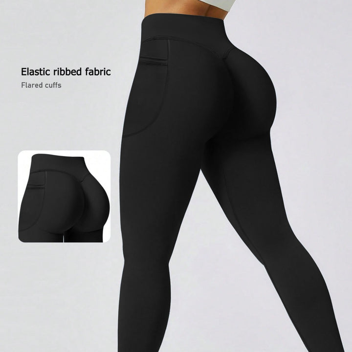 Dame Sporty leggings med elastisk ribbet materiale og udvidede sømmer Skovae