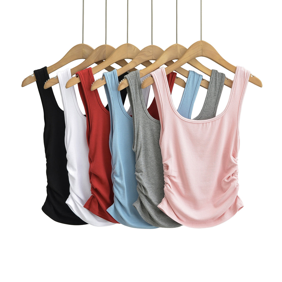 Dame Tanktop med raffinerede ruffles detaljer og elastisk snit Stilla