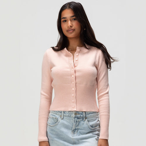 Dame cardigan med kontrastknapdetaljer Stilla