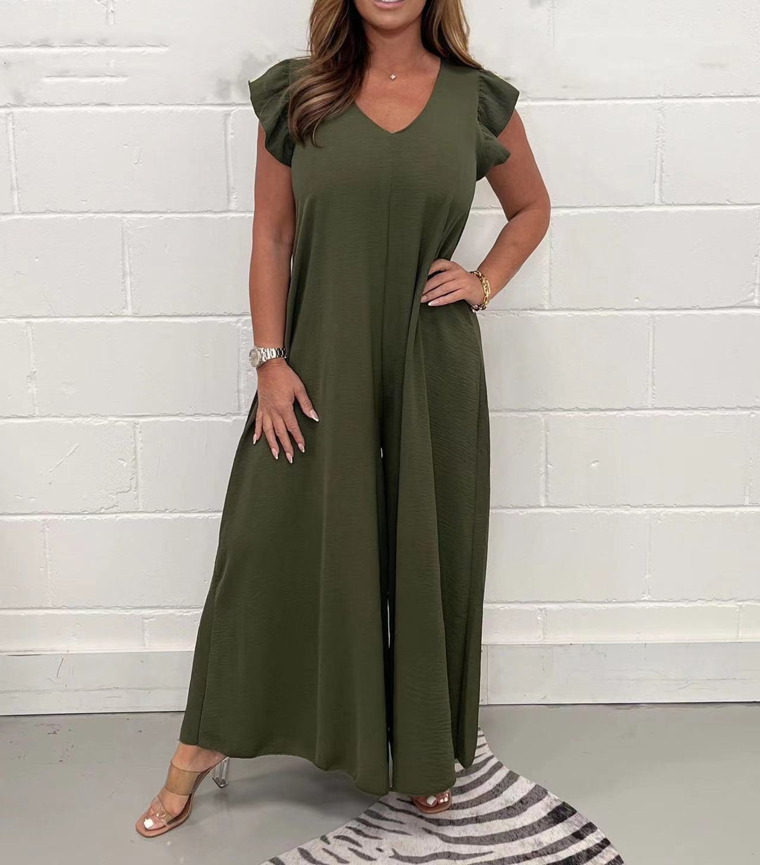 Dame Elegant Jumpsuit med voluminøse ærmer og V-udskæring Stiila