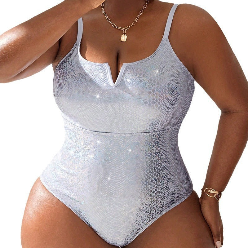Dame one-piece badedragt med elegant slangeskinds-mønster Skovae