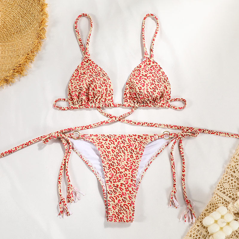 Dame Triangel-Bikini med justerbare stropper og moderigtige frynser Stilla