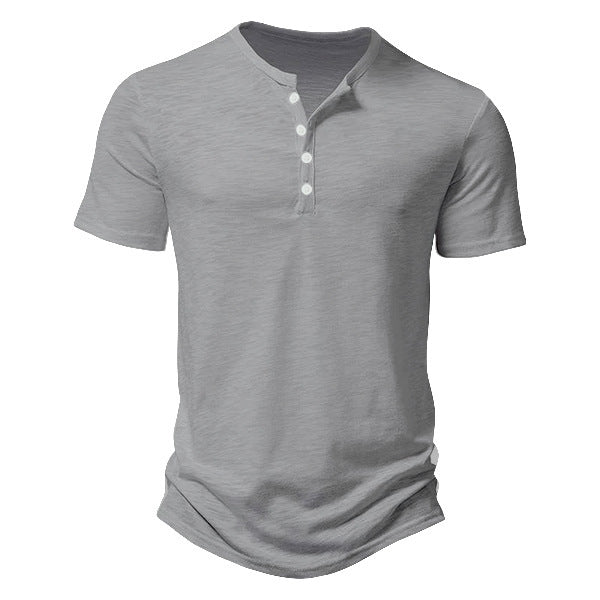 Herrer Kortærmet Henley T-shirt med åndbart design og praktiske knapper Stilla