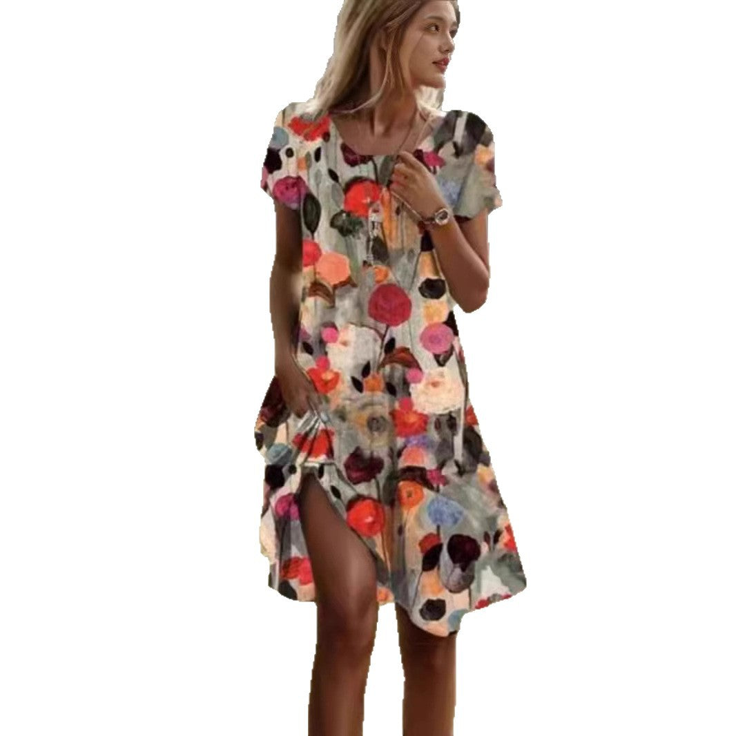 Damer Floral Maxikjole med sidelukning og lette folder Stilla