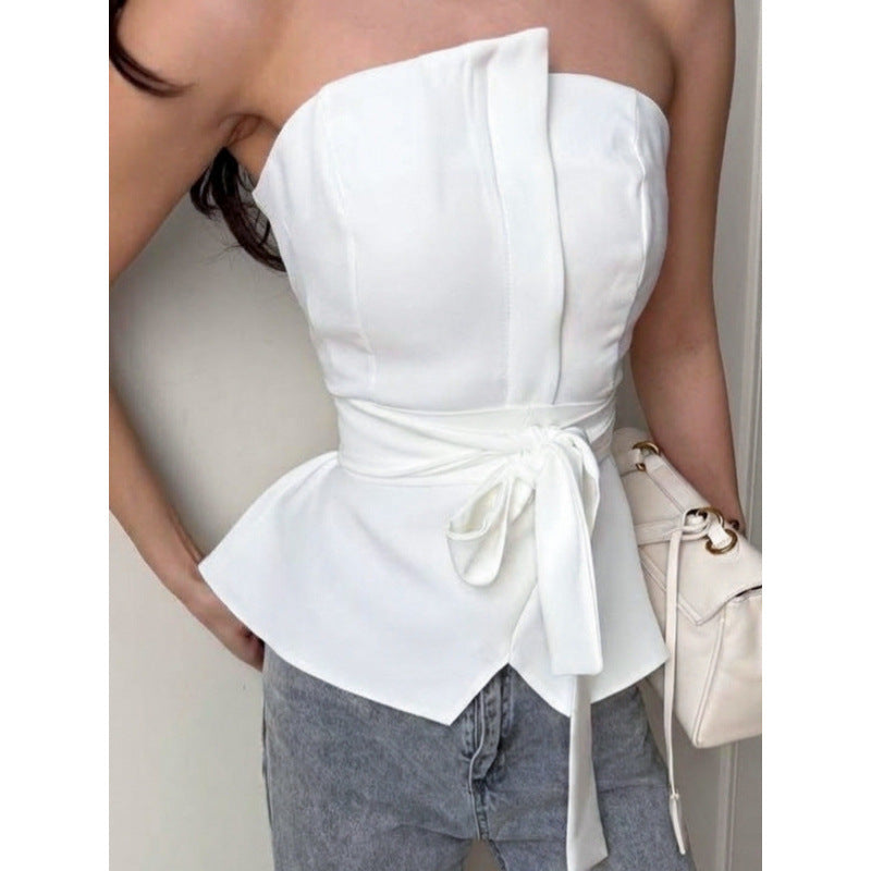 Damen Tailliertes Oberteil mit strukturiertem Design und schicker Rüsche Skovae