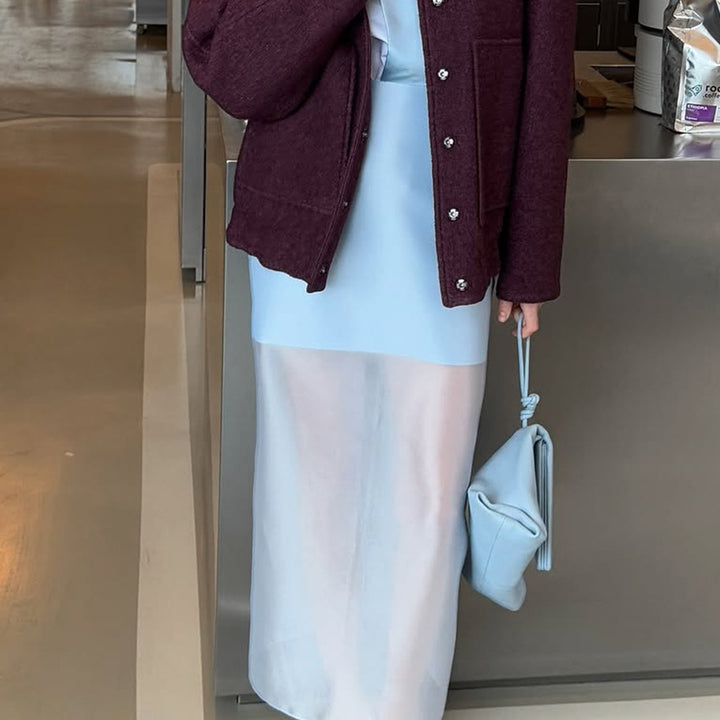 Dame Elegant Midi kjole med transparent underdel og moderne overdel Stilla