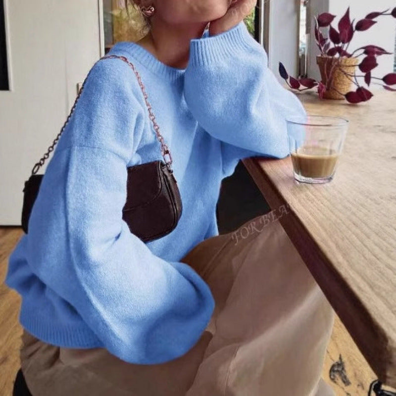 Dame hyggelig rundhals sweater lavet af fin strik kvalitetsblanding Stilla
