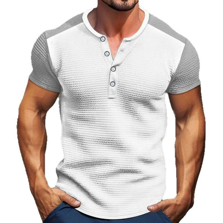 Herrer Korte Ærmer Henley Skjorte med mode Knapper Stilla