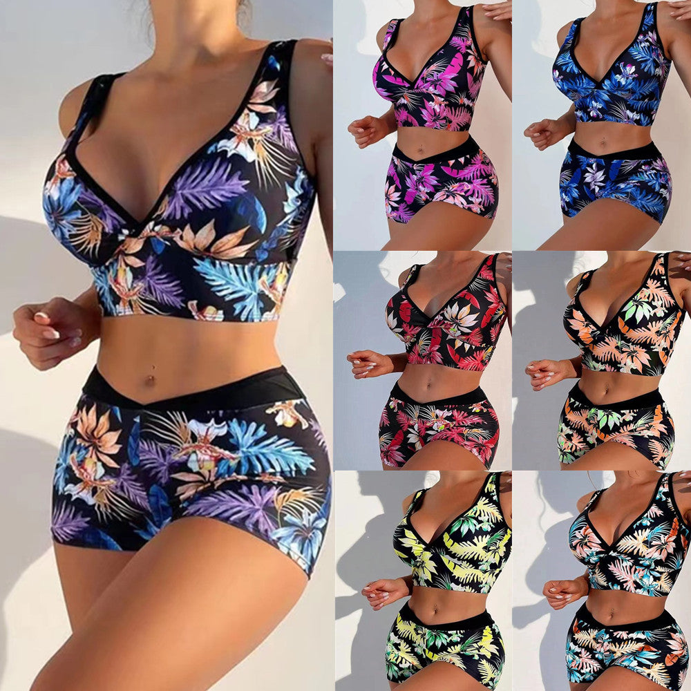 Dame bikini-sæt med sporty snit og livligt blomsterprint Stilla