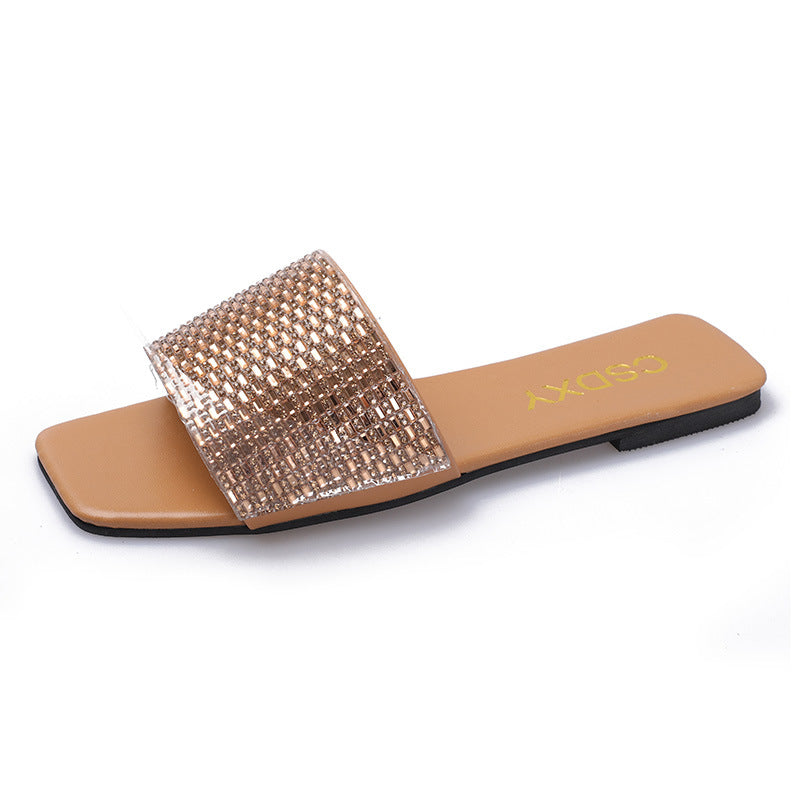 Dame smykker-sandaler med komfortabelt fodsenge og glitrende rem Stilla
