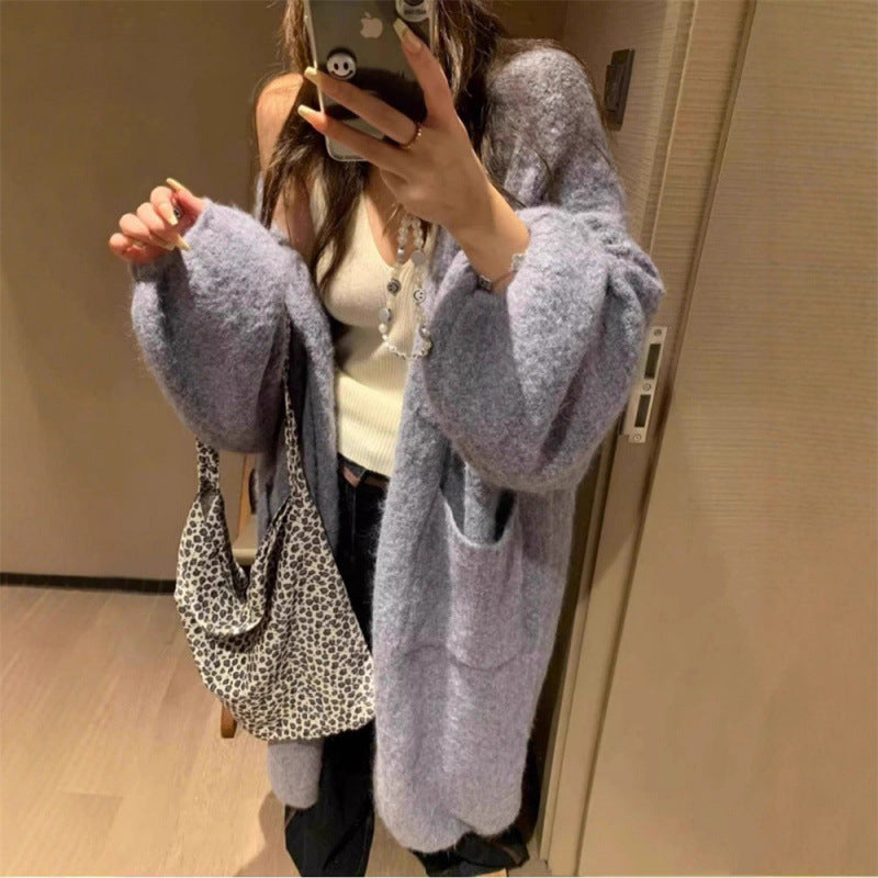 Kvinders fluffy cardigan med store lommer og løs pasform Stilla