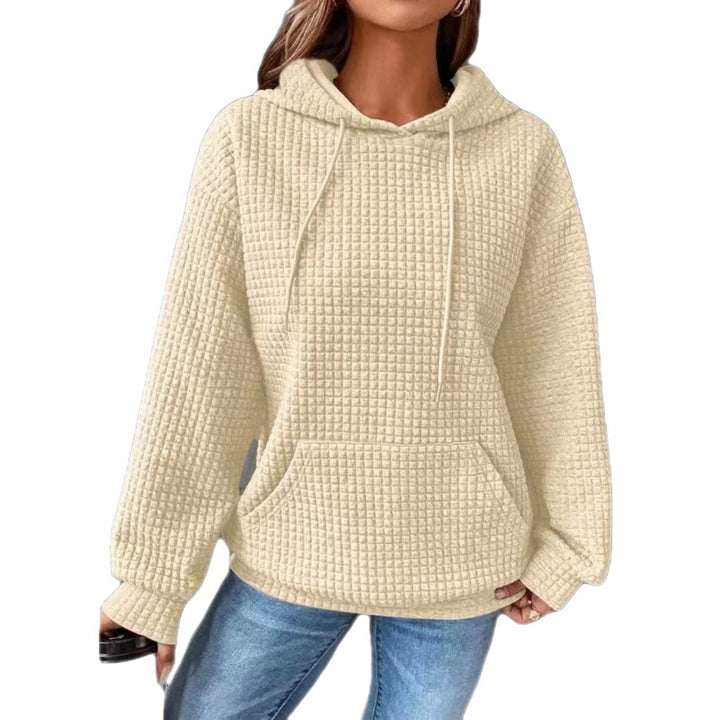 Kvinder Vaffelstruktur Hoodie med Kængurulomme og Casual Fit Stilla