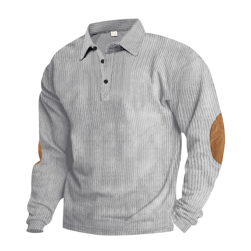 Herrer langærmet Henley sweater med struktureret design og elegante elbows patches Stilla