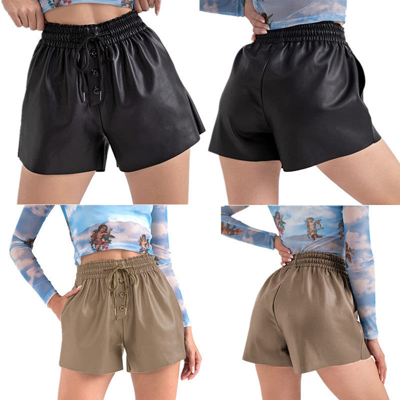 Dame afslappede shorts med elastisk talje og dekorative knapdetaljer Stilla