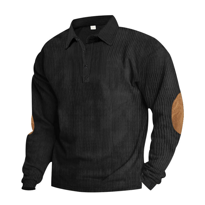 Herrer Langærmet Polo med struktureret design og forstærkede albue-patches Stilla