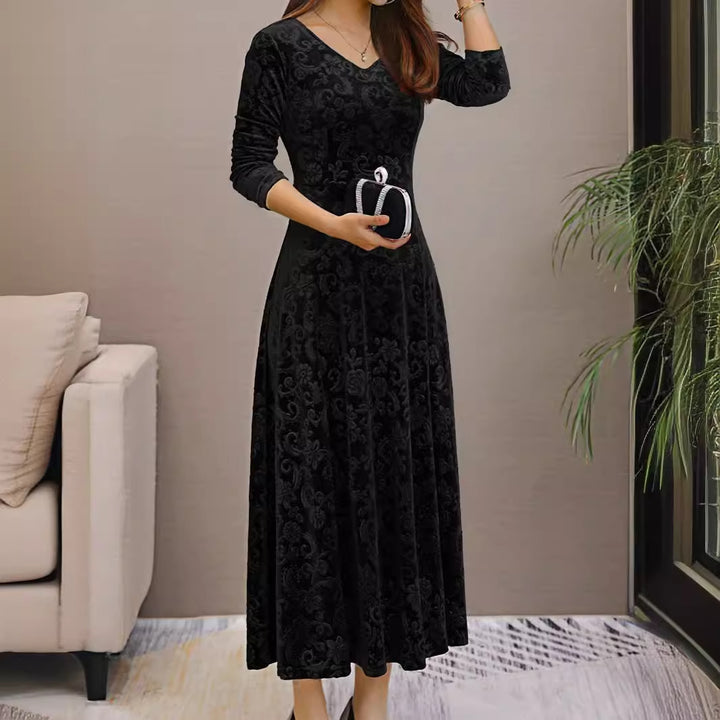 Dame Elegante og kvalitets samtdress med V-udskæring og lange ærmer Stilla