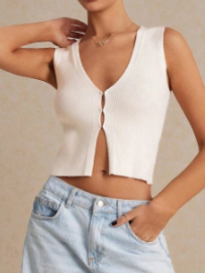 Femme Ribbet Knap-Down Crop Top Stilla