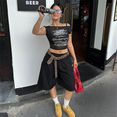 Dame afslappet T-shirt med kreativt logo Stilla
