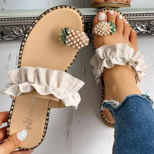 Dame slippers med frugtigt design og flæser Stilla