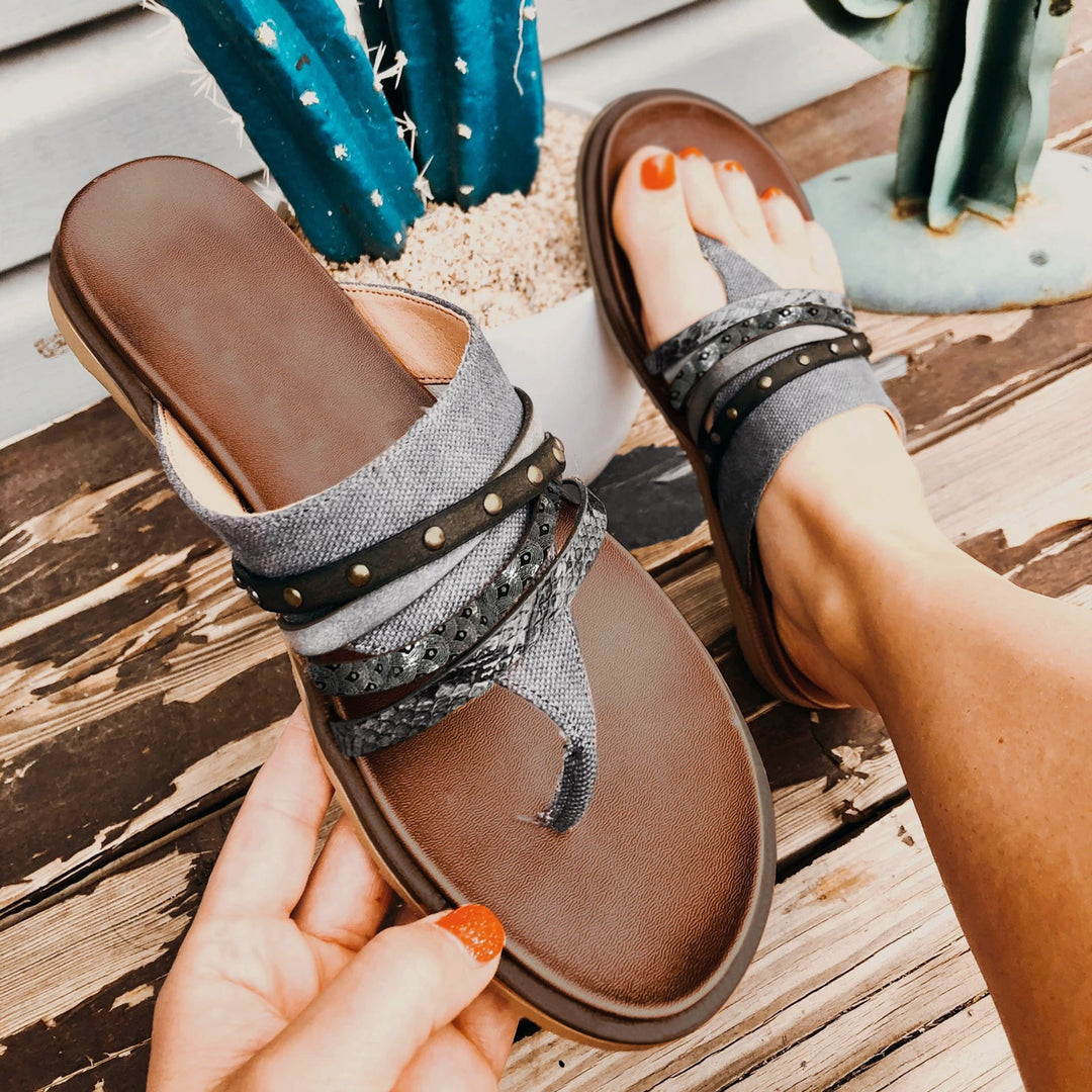 Dame Mode Tåsplit-sandaler med limede remme og skridsikker sål Stilla