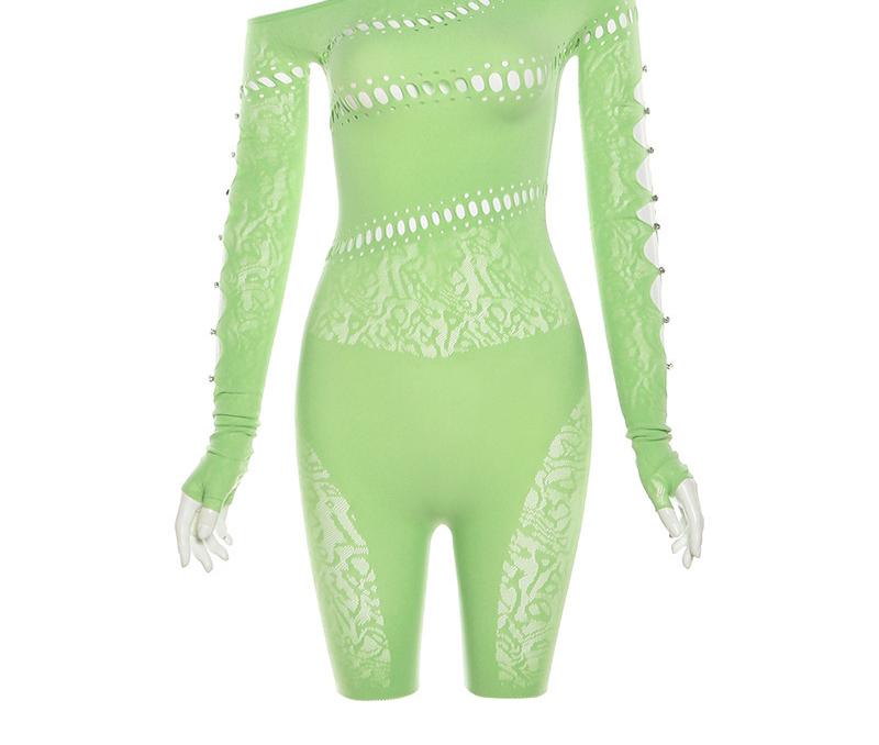 Dame Ensidig Bodystocking med gennemsigtige indsatser og blondeudsmykninger Stilla