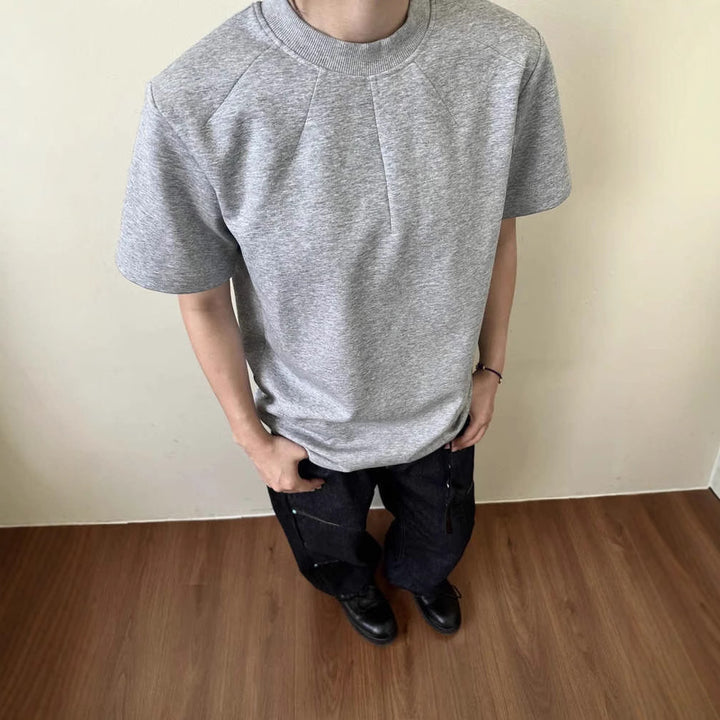 Herrer moderne T-shirt med høj krave og struktureret finish Stilla