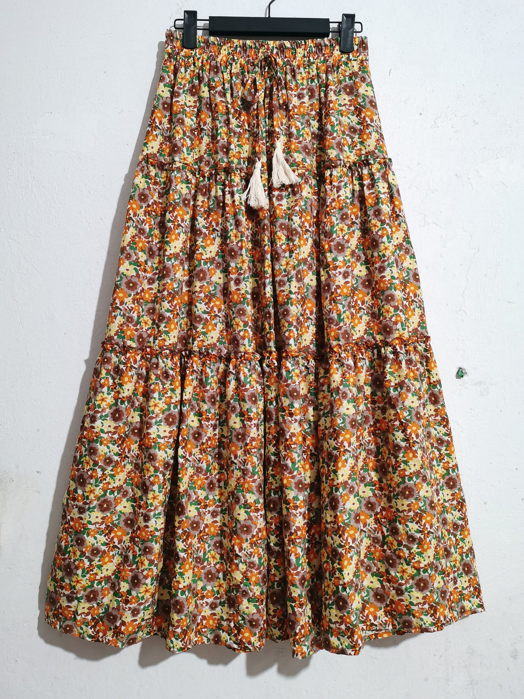 Femme Bohemian stribet Midi-nederdel med justerbart taljebånd Stilla