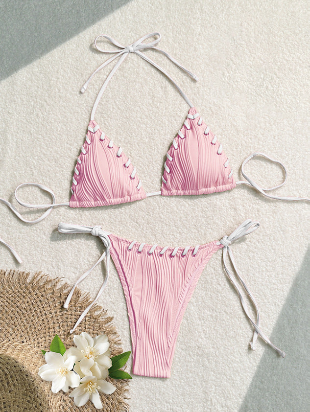 Dame Triangel-Bikini med kontrasterende snøre detaljer Skovae