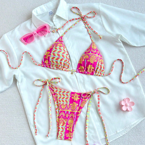 Dame to-delt bikini med moderigtigt mønster miks Skovae