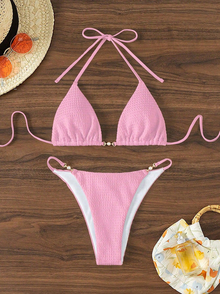 Dame triangel-bikini med moderne snøre detaljer og elegante accenter Skovae