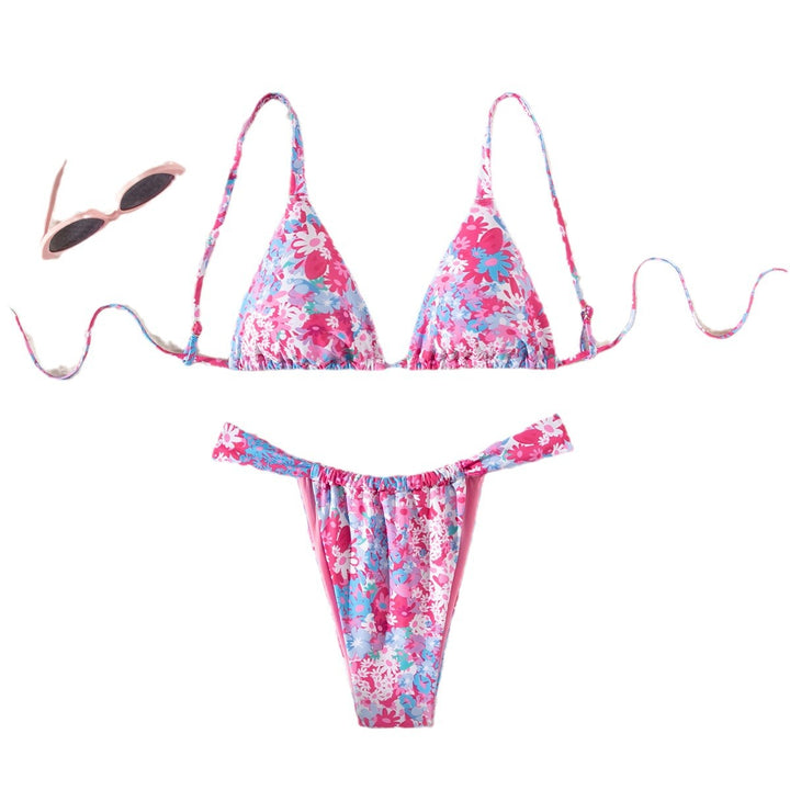 Dame Bikini-sæt med blomsterdesign og justerbar pasform Skovae