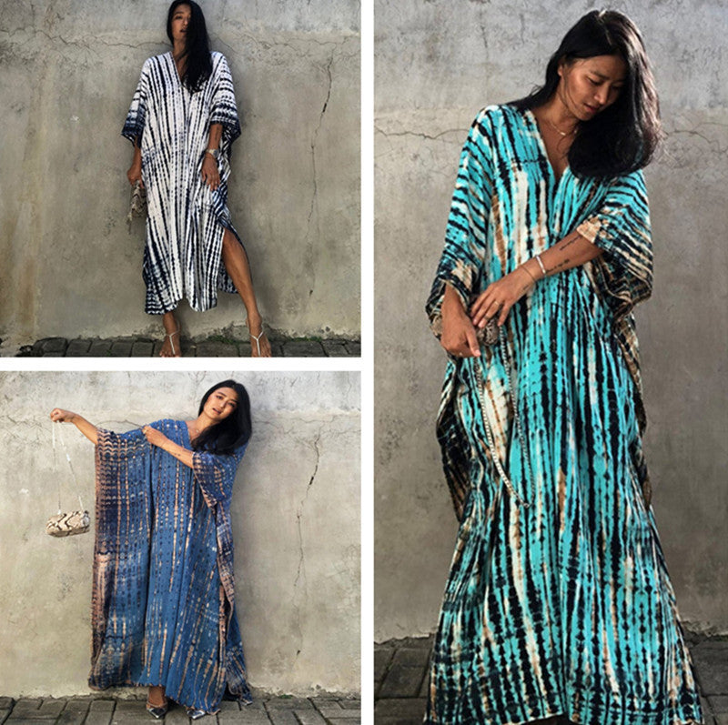 Dame Kaftan Kjole med moderne Ikat-mønster og elegante accenter Stilla