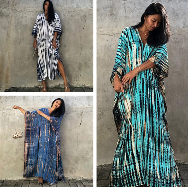 Dame Kaftan Kjole med moderne Ikat-mønster og elegante accenter Stilla