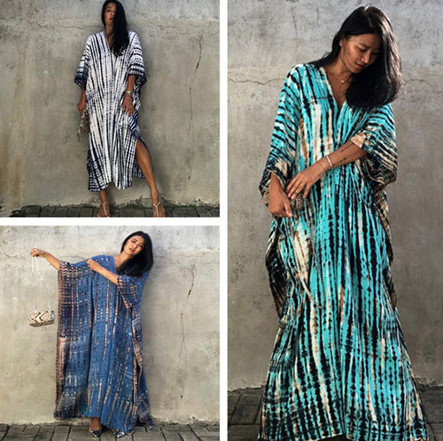 Dame Kaftan Kjole med moderne Ikat-mønster og elegante accenter Stilla