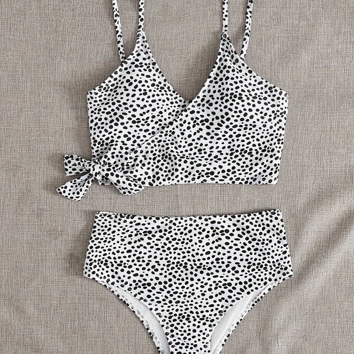 Dame bikini-top med vav-design og højt skåret boksershorts Stilla