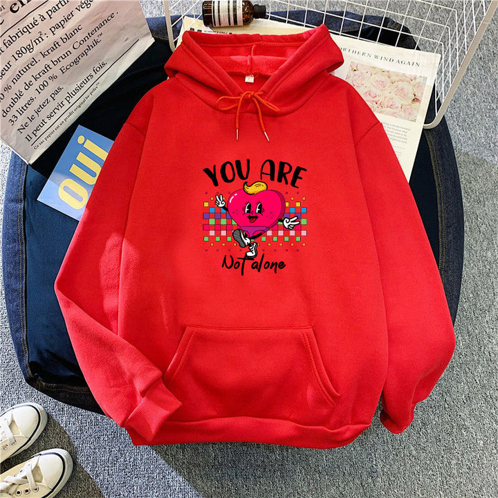 Kvinders hoodie med sjovt hjerte design Skovae