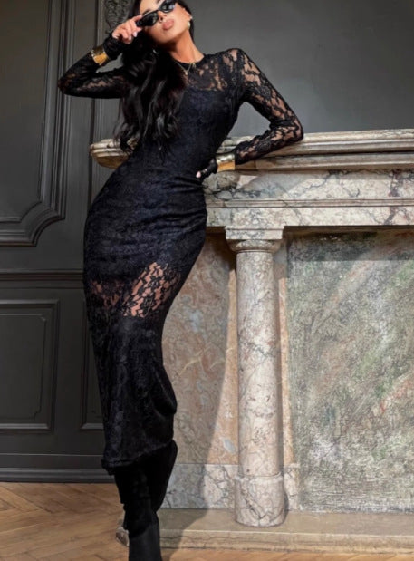 Dame Elegant Spids-Maxi-Kjole Stilla